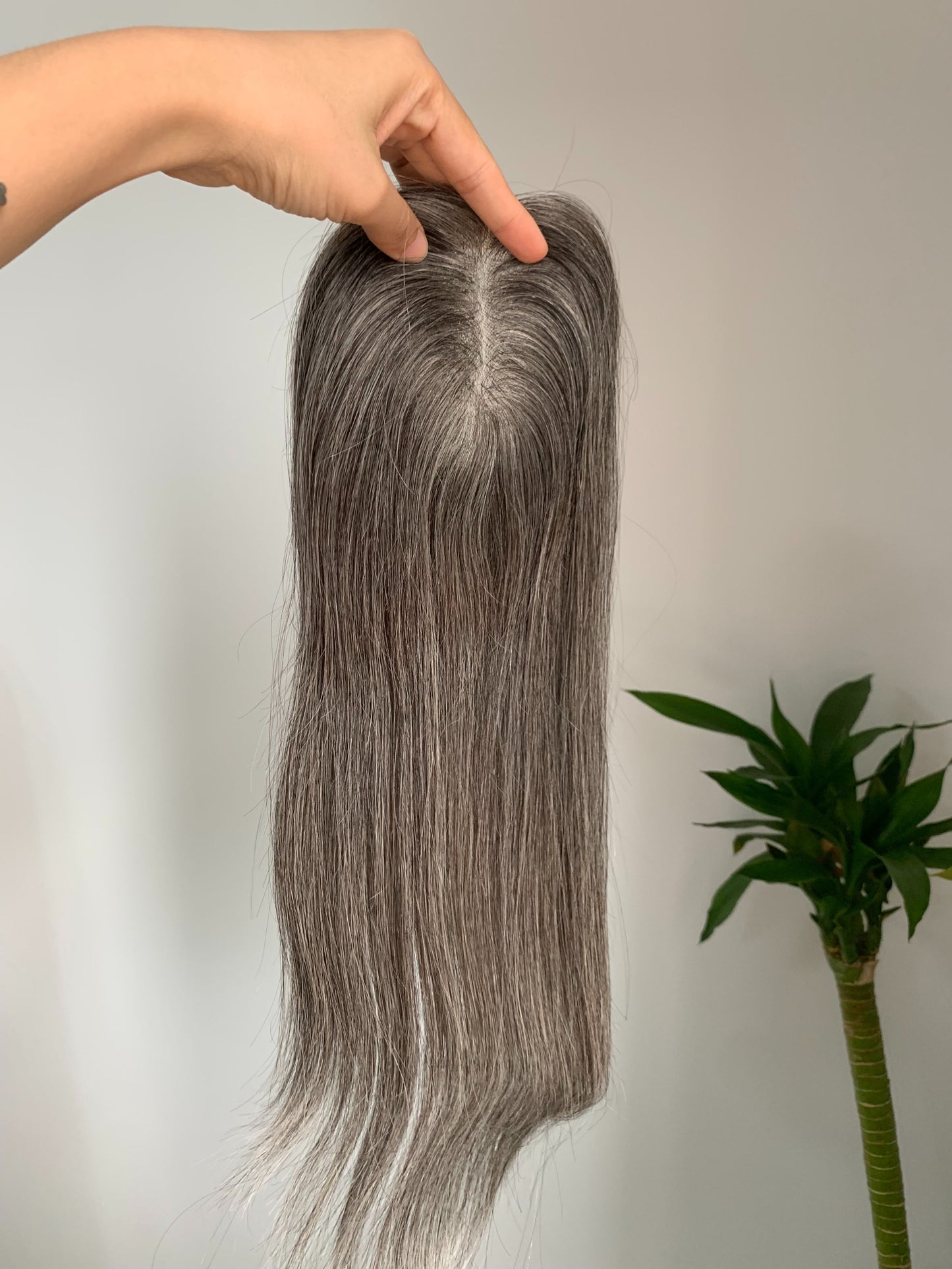 (Rhonda Moore) 10*12cm Mono Base Straight Human Hair topper Without Bangs