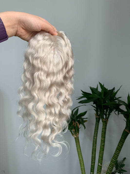 (custom) 10*12cm Mono Base Curly Human Hair topper Without Bangs