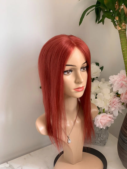 10*12CM 100% Virgin Remy Light Silver Mono Base Human Hair Toppers With Bangs for Women - VIVACROWN