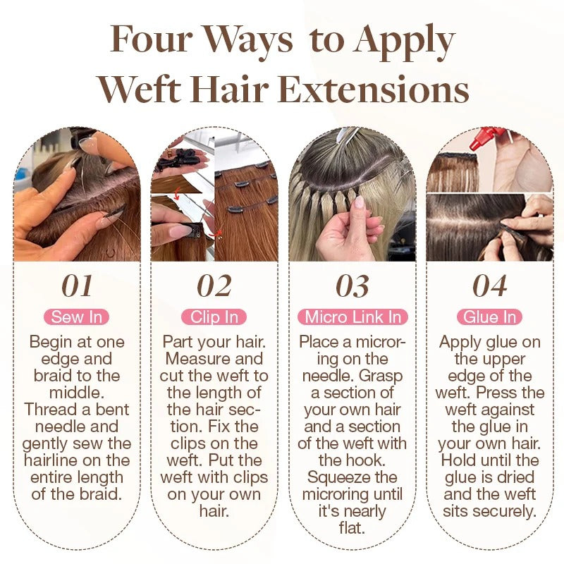 100% Human Hair Extensions Invisible Genius Weft (#30)