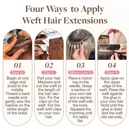 100% Human Hair Extensions Invisible Genius Weft (#30)