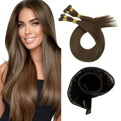 Hand Tied Weft Sew In Hair Extensions Color #18