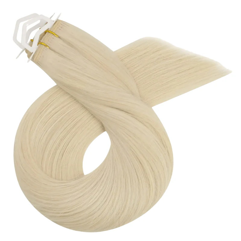 Human Hair Weft Sew In Extensions Platinum Blonde (#60)