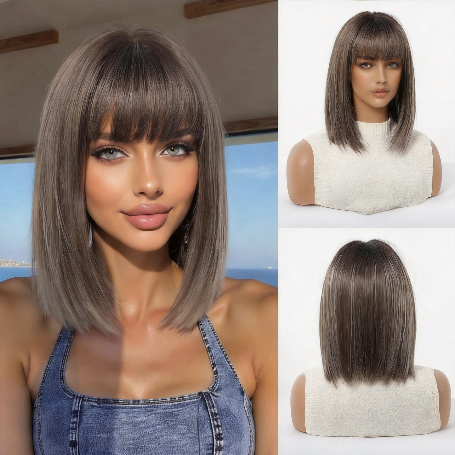 14 INCH Synthetic Wig with Bangs | Natural Look & Heat Resistant