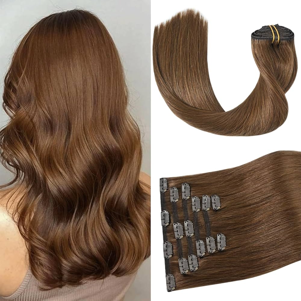 100% Human Hair Clip in Extensions - Mocha & Chestnut Balayage