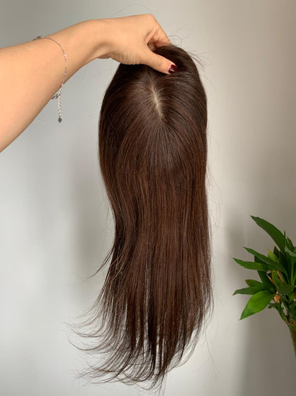 9×14cm バージンレミーシルクベース人毛トッパー 女性用 VIVACROWN ヘアトッパー