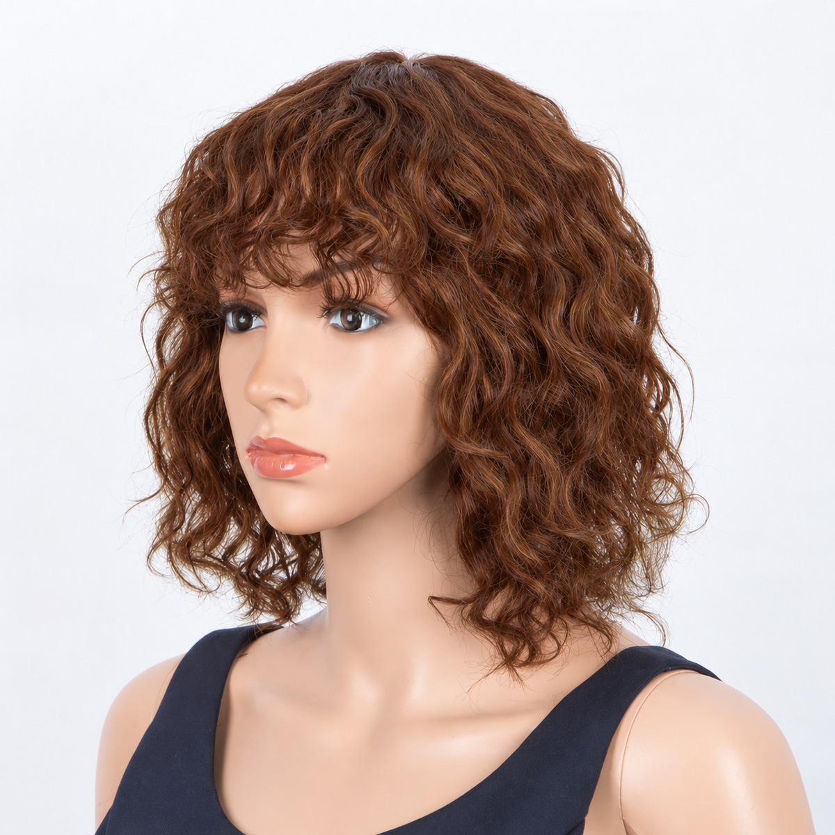 Oferta Flash 🔔 Extensiones de Cabello Humano Onduladas y Rizadas con Base Suiza, Atadas a Mano y Flequillo 