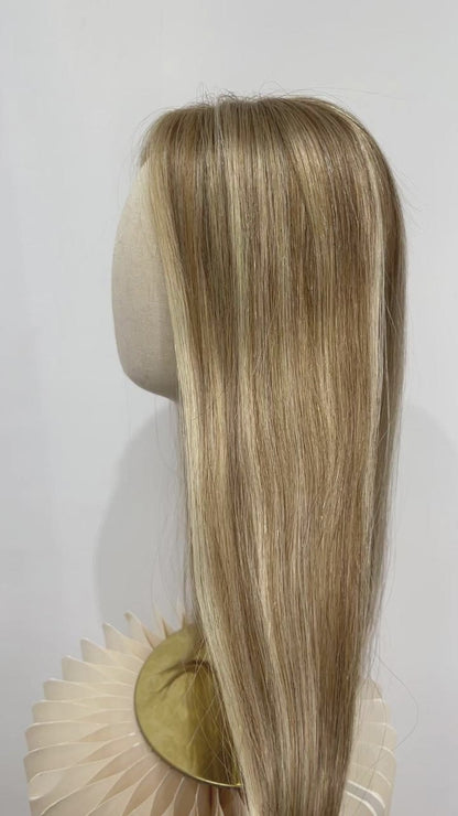 ( Janis Miller) 5*6inches Mono Base Highlight Human Hair Toppers Without Root