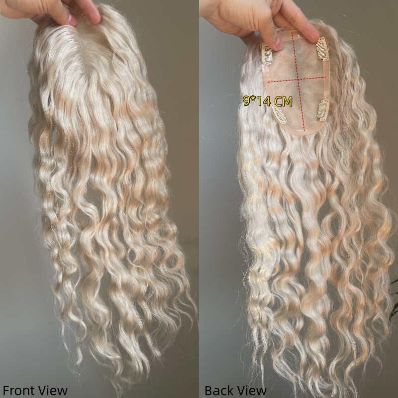 9*14cm Mono Base Natural Curly Human Hair Topper for Thinning Hair