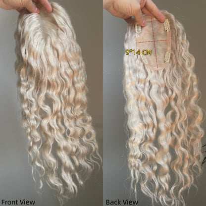 9*14cm Mono Base Natural Curly Human Hair Topper for Thinning Hair