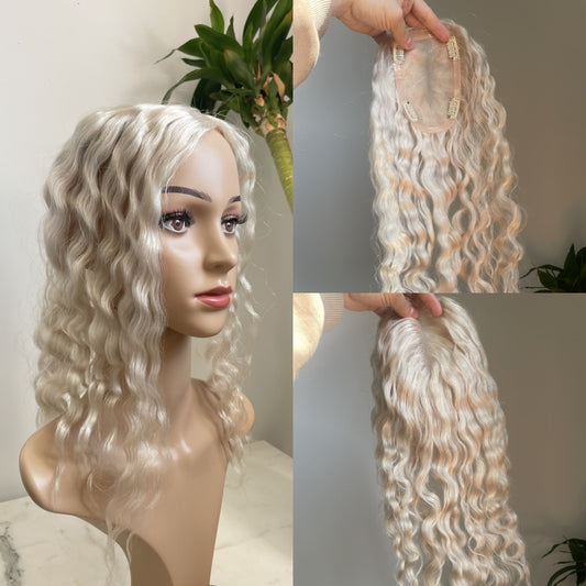 9*14cm Mono Base Natural Curly Human Hair Topper for Thinning Hair